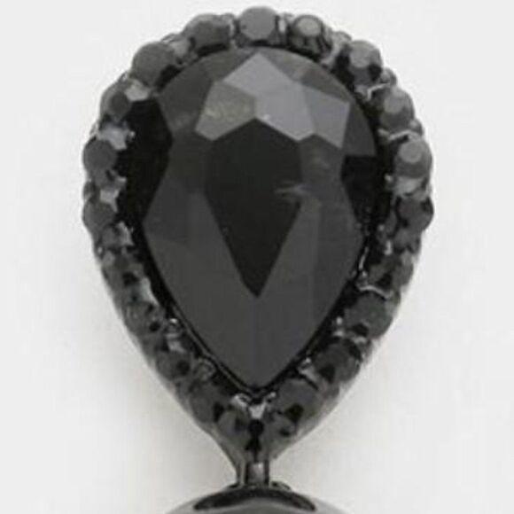 5/$25 Black Crystal Teardrop & Pearl Earrings - Picture 3 of 7